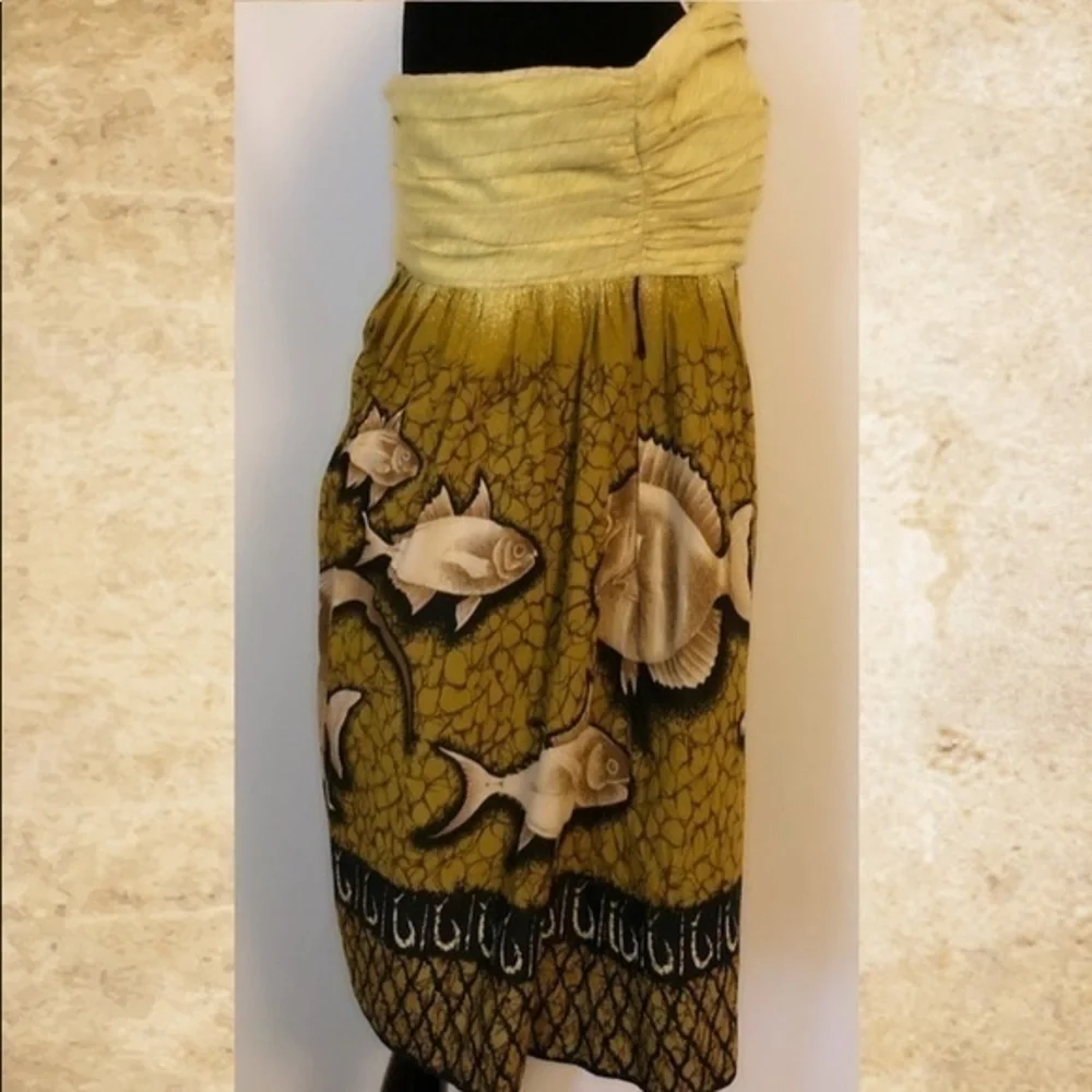 ANTHROPOLOGIE FISH HALTER SUMMER DRESS XS - Picture 2 of 6